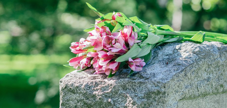 Blume auf Grabstein